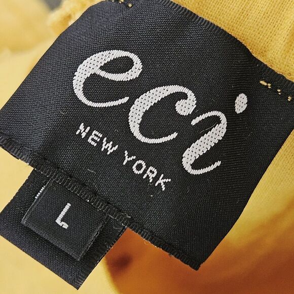 ECI Sunflower Yellow Linen Blend Cropped Wide Leg Pull On Sailor Pants Size L - Picture 3 of 8